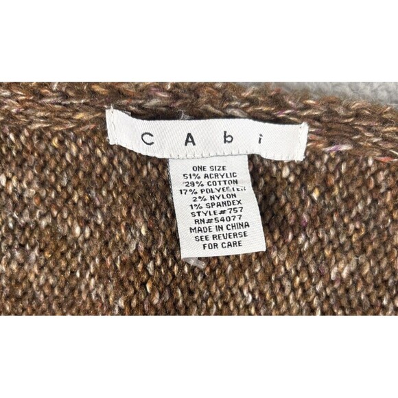 CAbi Sweater Womens One Size Brown Ruffle Hem Marled Knit Cape Cardigan Poncho - Picture 3 of 5